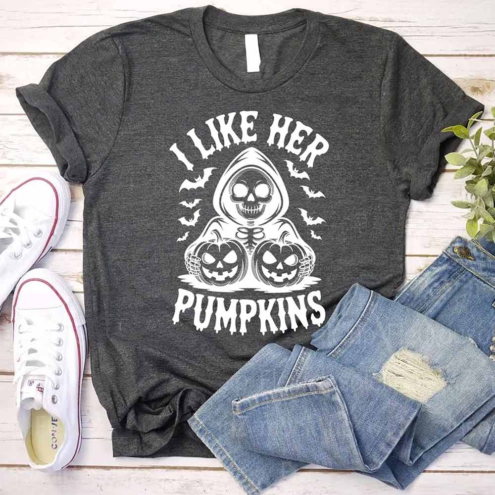 I Like Her Pumpkins & His Broomstick Shirts | Funny Matching Halloween Couple T-Shirts - Ever Trendy Essentials