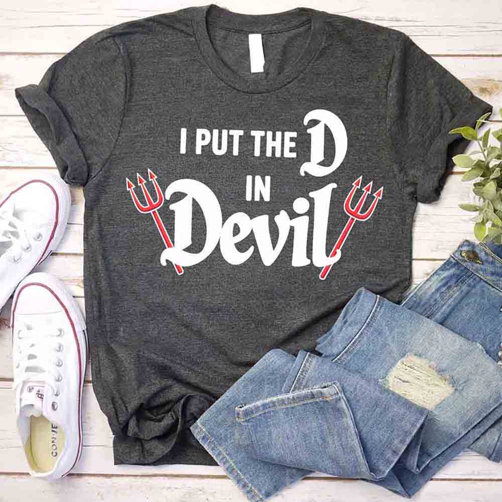 I Put the D in Devil Shirts For Couples Funny Matching Him & Her Halloween T-Shirts - Ever Trendy Essentials