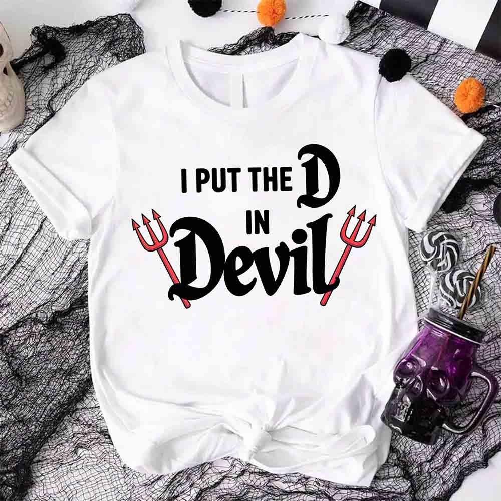 I Put the D in Devil Shirts For Couples Funny Matching Him & Her Halloween T-Shirts - Ever Trendy Essentials