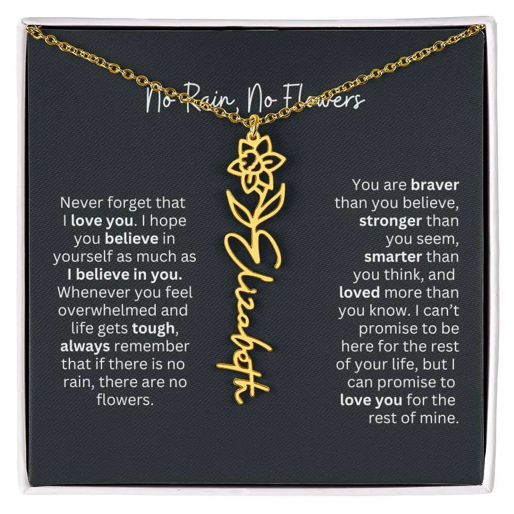 Personalized Flower Name Necklace