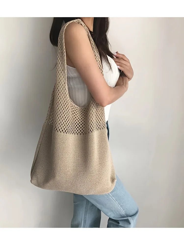 Large Capacity Retro Hollow Crochet Bag | Spacious Interior for Daily Essentials & Ideal for Grocery Shopping or Travel - Ever Trendy Essentials