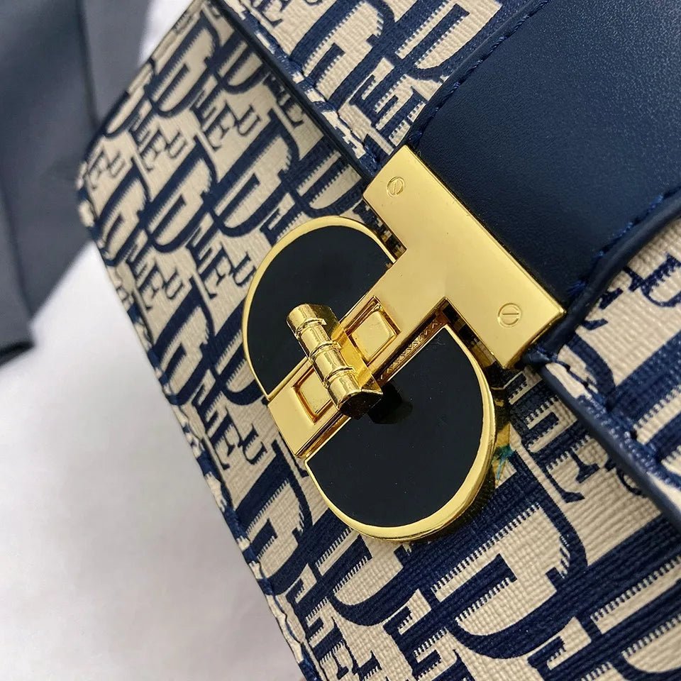 Letter Print Lock Luxury Handbags | Women's Shoulder Bags & Designer Crossbody Purses (Chain Strap Clutch Bag) - Ever Trendy Essentials