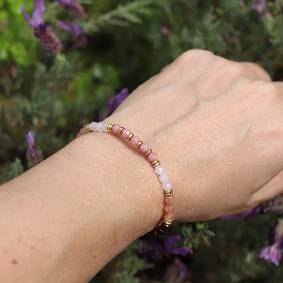 "Love & Self Love" Garnet and Rose Quartz Delicate Bracelet