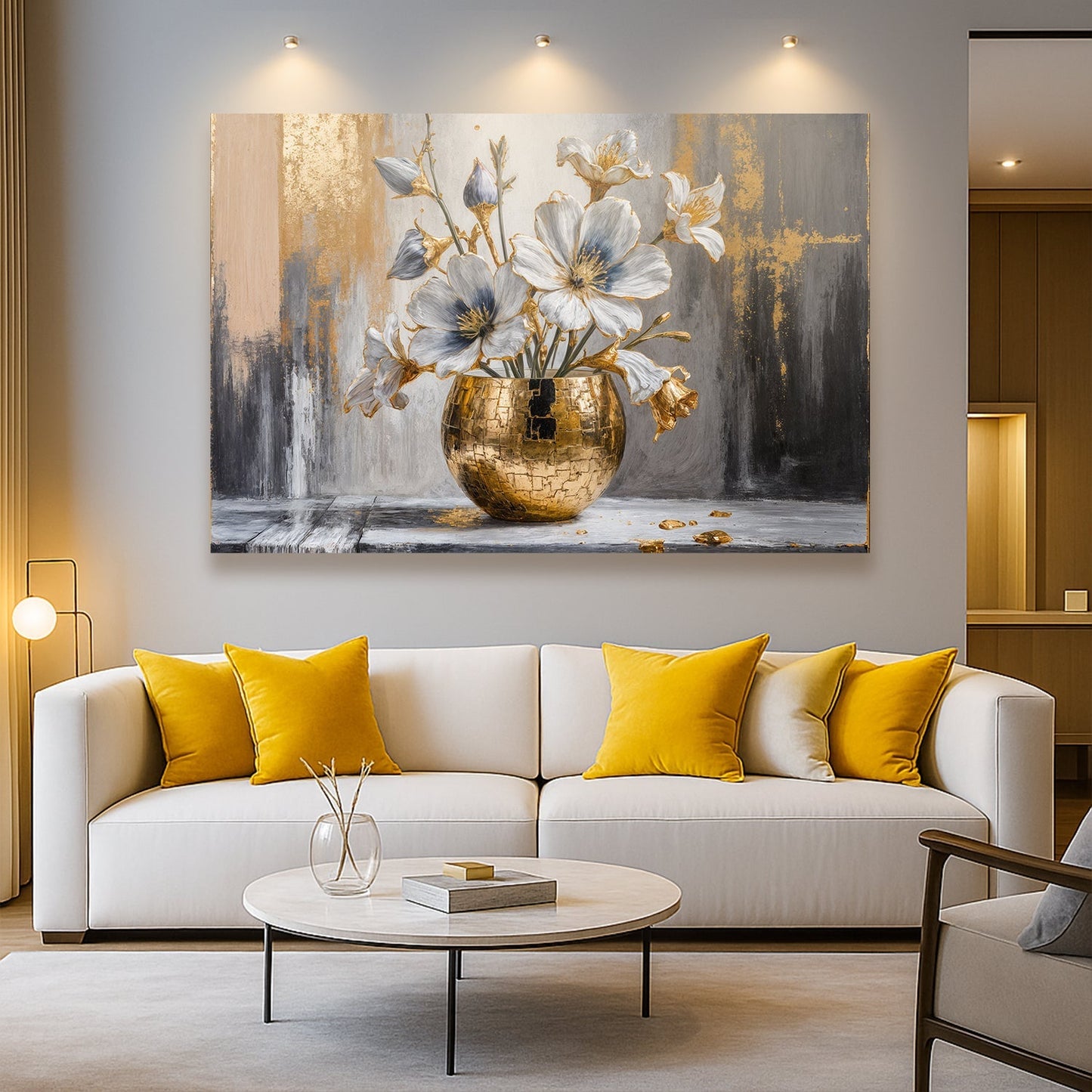 Magnolia Bloom in Gold Abstract Wall Art Daughter - Ever Trendy Essentials
