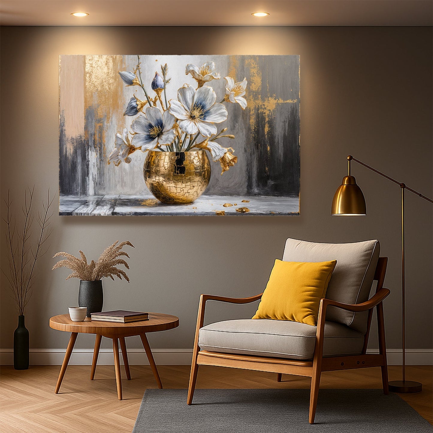 Magnolia Bloom in Gold Abstract Wall Art Daughter - Ever Trendy Essentials