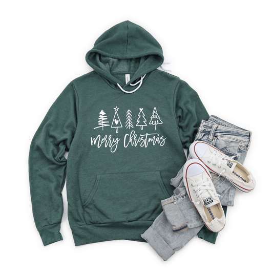Merry Christmas Doodle Trees Crew or Hoodie Sweatshirt - Ever Trendy Essentials