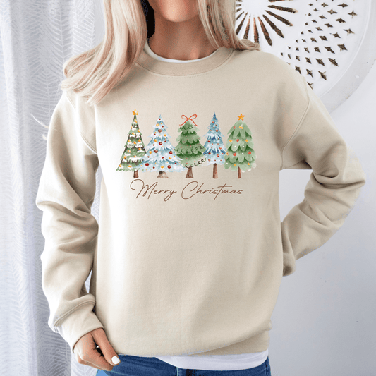 Merry Christmas Vintage Trees Tee or Sweatshirt - Ever Trendy Essentials
