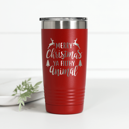 Merry Christmas You Filthy Animal 20 oz Engraved Tumbler - Ever Trendy Essentials