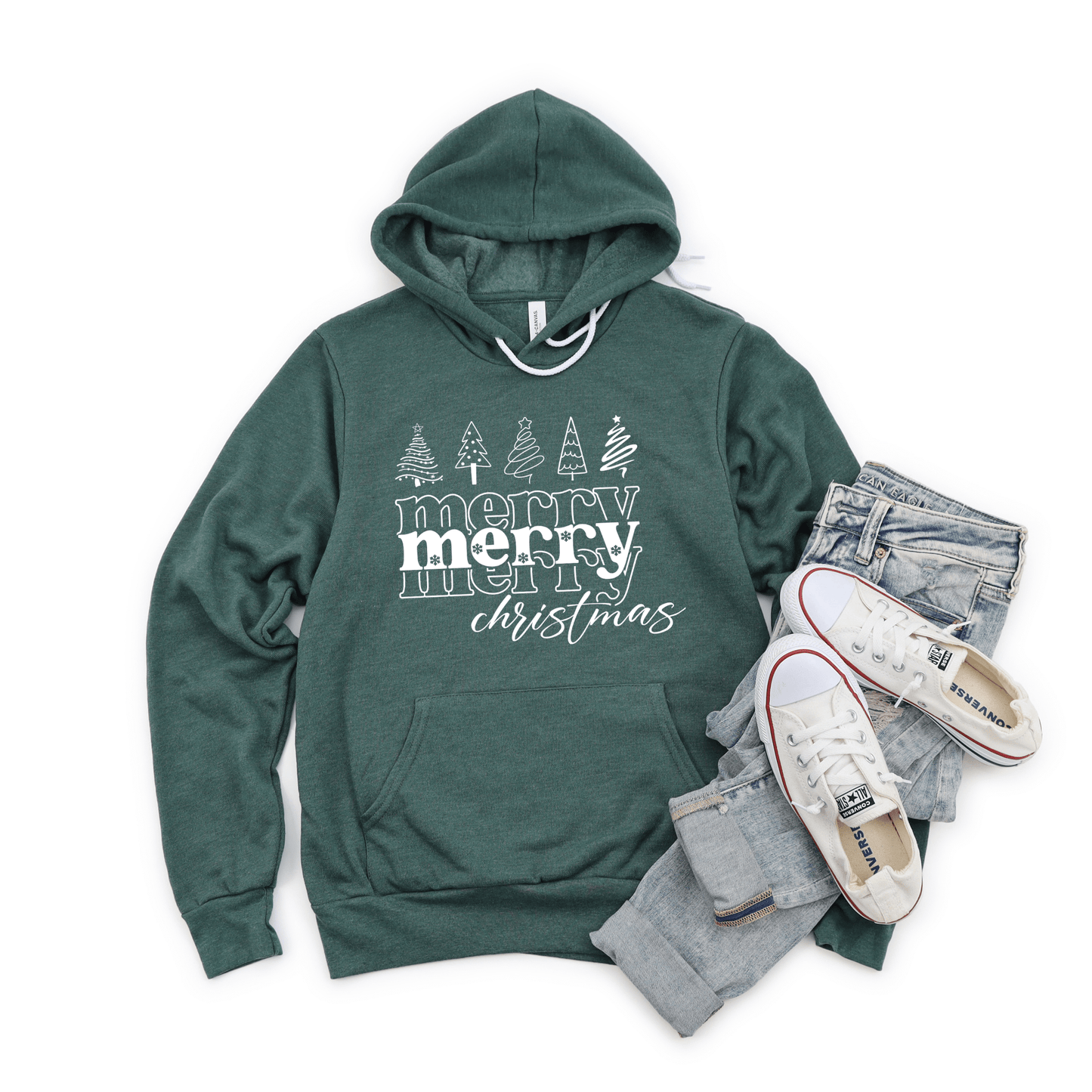 Merry Merry Christmas Doodle Trees Tee or Sweatshirt - Ever Trendy Essentials