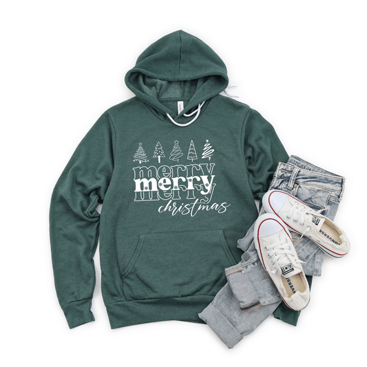 Merry Merry Christmas Doodle Trees Tee or Sweatshirt - Ever Trendy Essentials