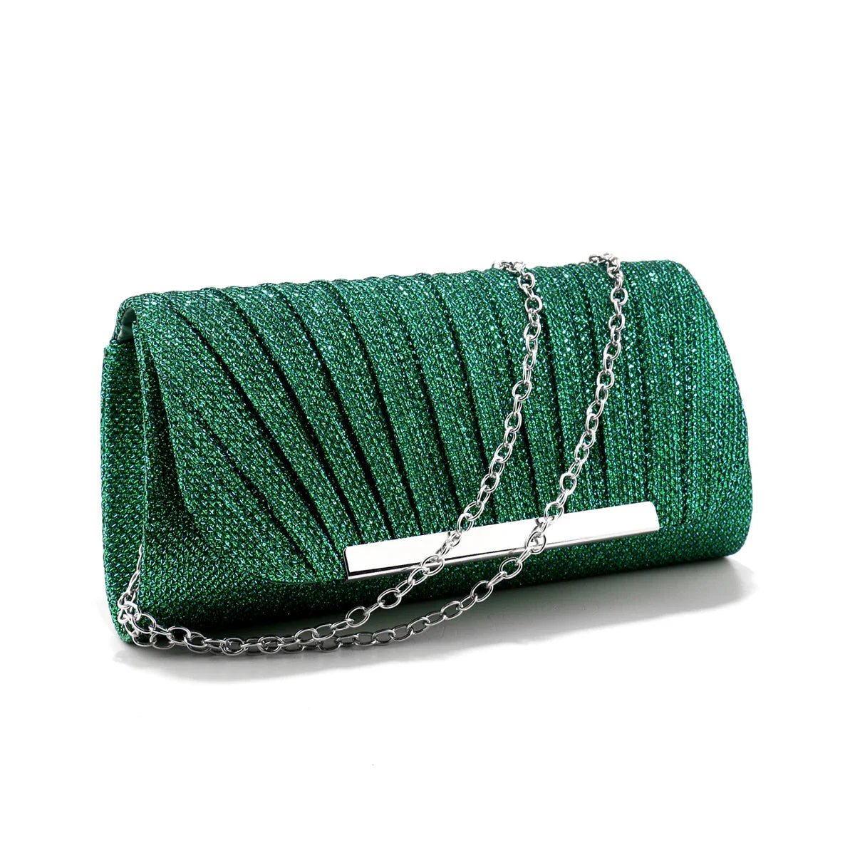 Metal Luxury Women Evening Bags | Ruched Design Sequined Small Envelope Shaped Box Party Wedding Event Handbags Purse - Ever Trendy Essentials
