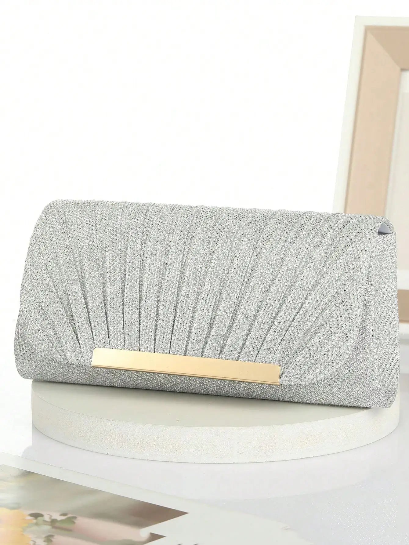 Metal Luxury Women Evening Bags | Ruched Design Sequined Small Envelope Shaped Box Party Wedding Event Handbags Purse - Ever Trendy Essentials
