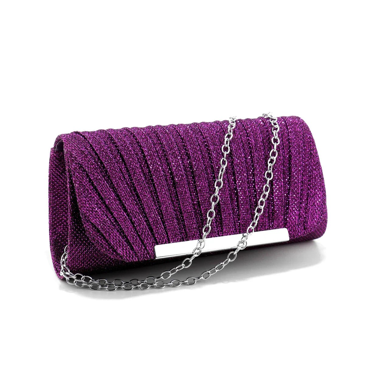 Metal Luxury Women Evening Bags | Ruched Design Sequined Small Envelope Shaped Box Party Wedding Event Handbags Purse - Ever Trendy Essentials