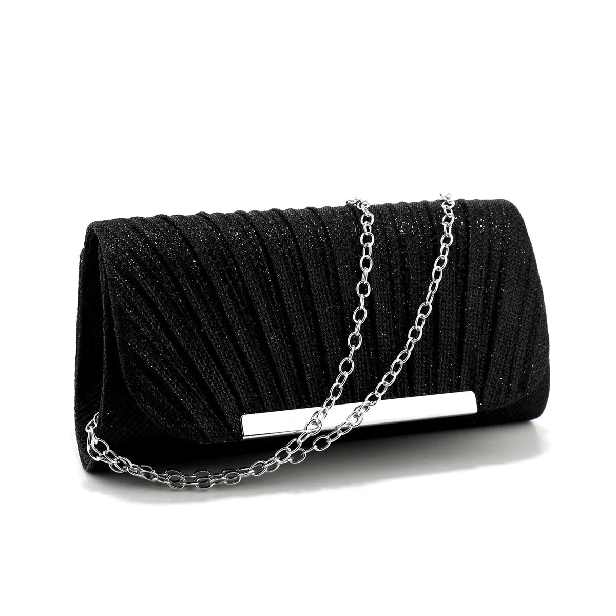 Metal Luxury Women Evening Bags | Ruched Design Sequined Small Envelope Shaped Box Party Wedding Event Handbags Purse - Ever Trendy Essentials