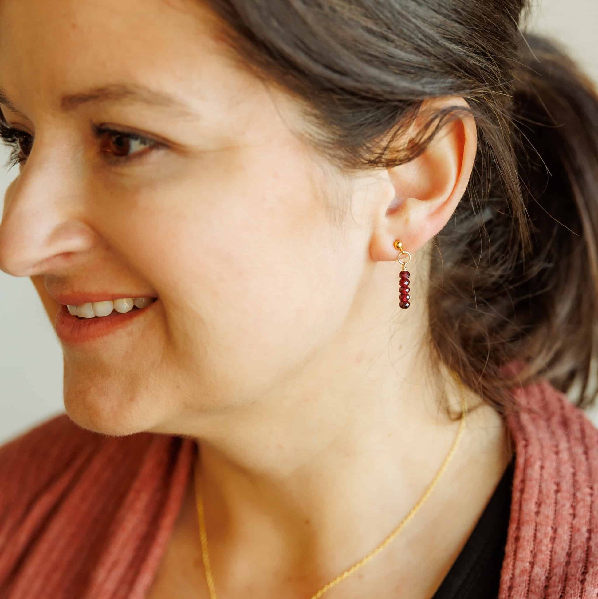 Mini Red Garnet Earrings - Ever Trendy Essentials