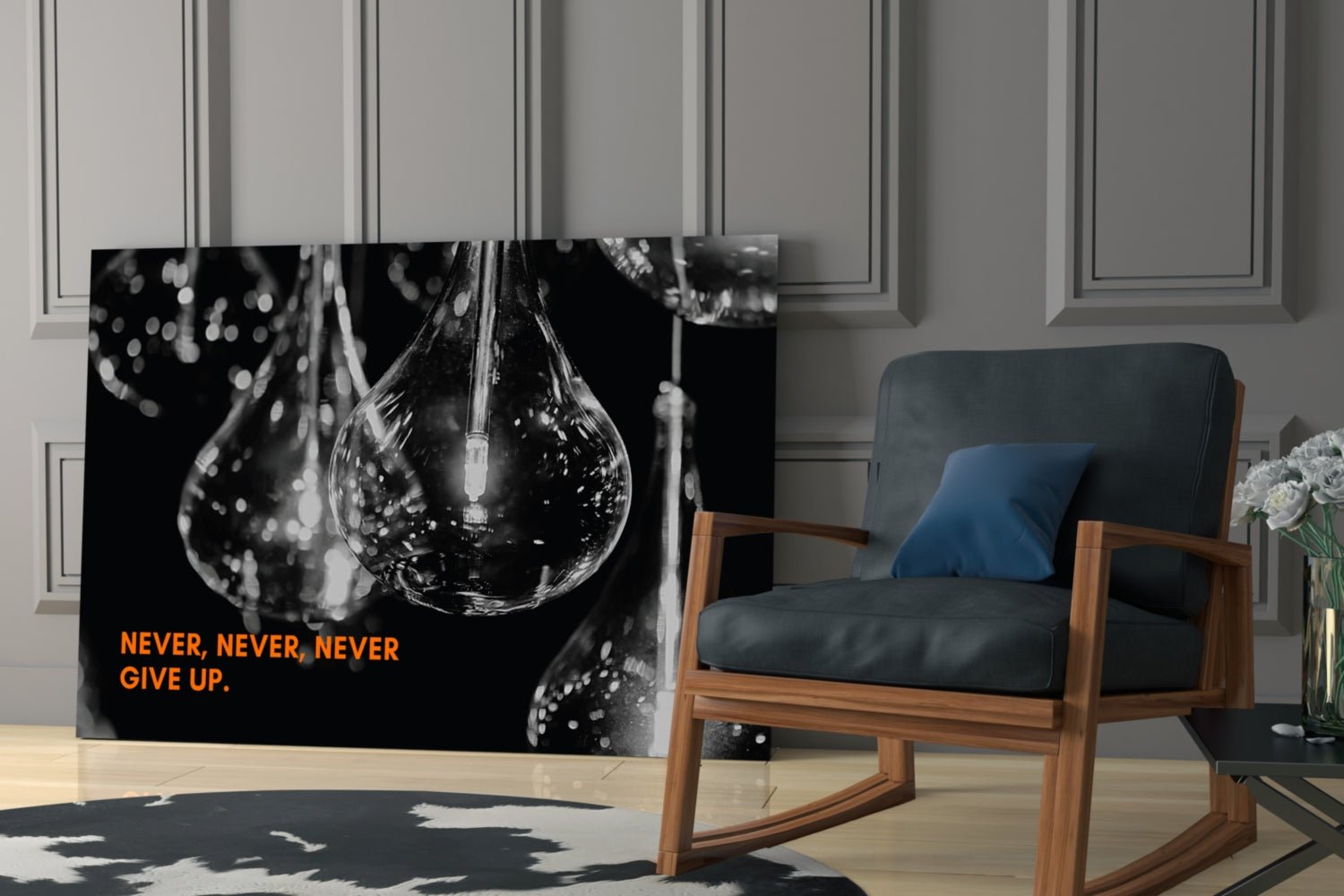 Never Give Up Glass Wall Art Daughter - Ever Trendy Essentials
