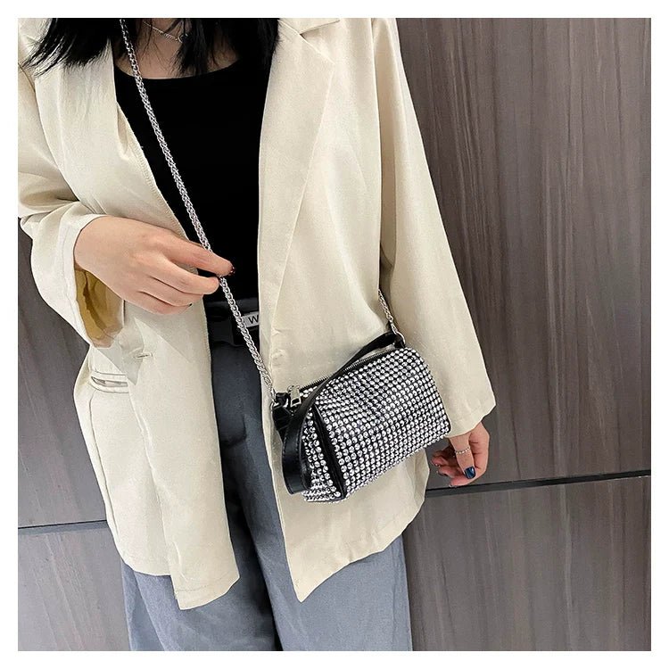 New Arrival Trendy Rhinestone Small Square Bag | Full Diamond Underarm Bag & Diamond - Embedded Women's Shoulder Crossbody Small Handbag - Ever Trendy Essentials