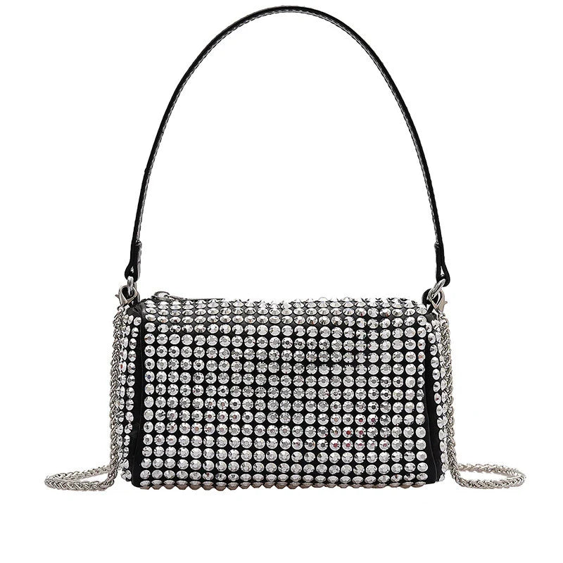 New Arrival Trendy Rhinestone Small Square Bag | Full Diamond Underarm Bag & Diamond - Embedded Women's Shoulder Crossbody Small Handbag - Ever Trendy Essentials