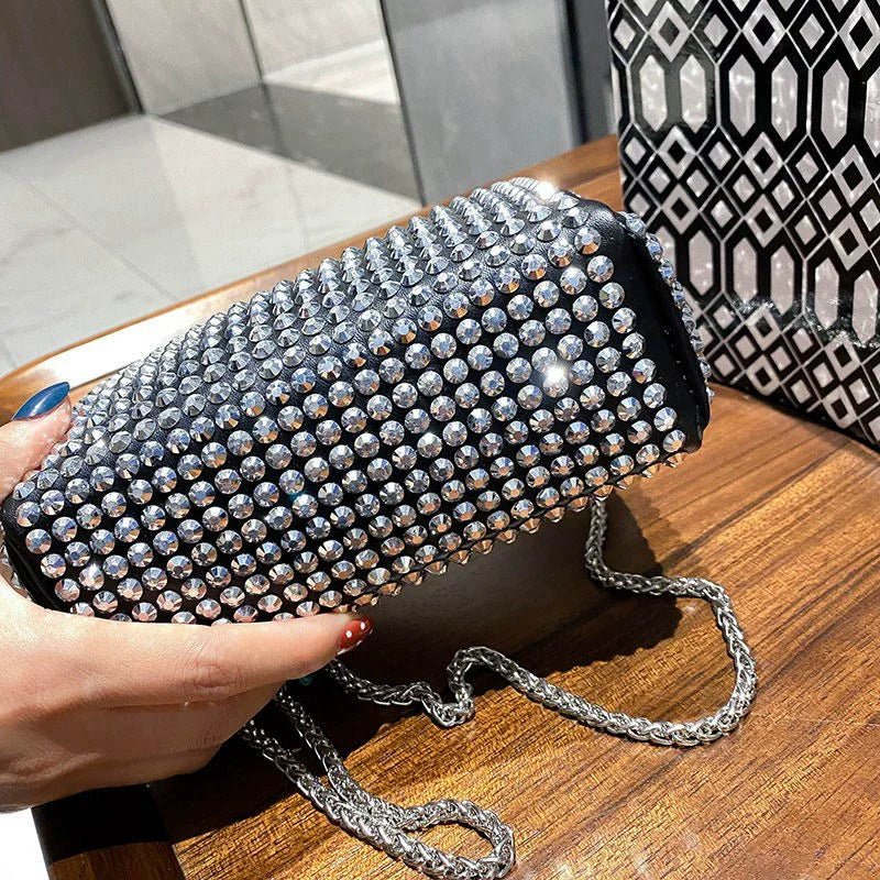 New Arrival Trendy Rhinestone Small Square Bag | Full Diamond Underarm Bag & Diamond - Embedded Women's Shoulder Crossbody Small Handbag - Ever Trendy Essentials
