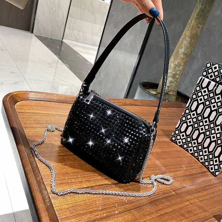 New Arrival Trendy Rhinestone Small Square Bag | Full Diamond Underarm Bag & Diamond - Embedded Women's Shoulder Crossbody Small Handbag - Ever Trendy Essentials