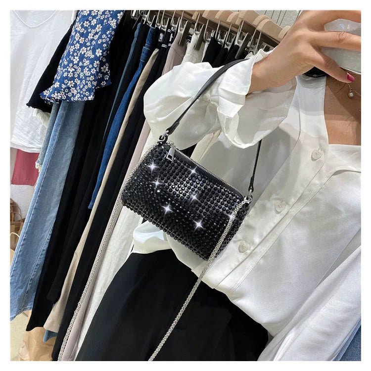 New Arrival Trendy Rhinestone Small Square Bag | Full Diamond Underarm Bag & Diamond - Embedded Women's Shoulder Crossbody Small Handbag - Ever Trendy Essentials