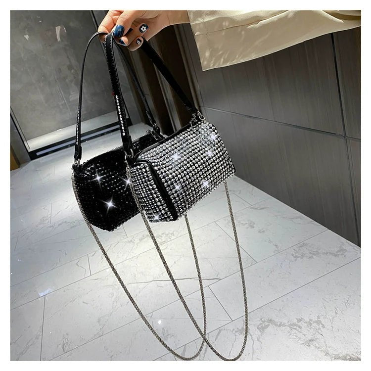 New Arrival Trendy Rhinestone Small Square Bag | Full Diamond Underarm Bag & Diamond - Embedded Women's Shoulder Crossbody Small Handbag - Ever Trendy Essentials