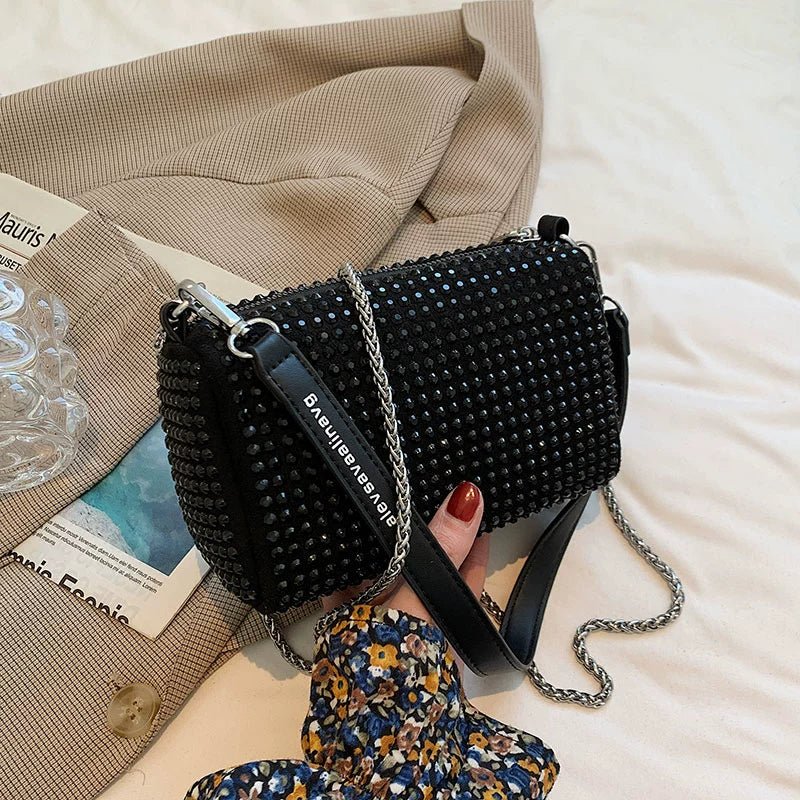 New Arrival Trendy Rhinestone Small Square Bag | Full Diamond Underarm Bag & Diamond - Embedded Women's Shoulder Crossbody Small Handbag - Ever Trendy Essentials