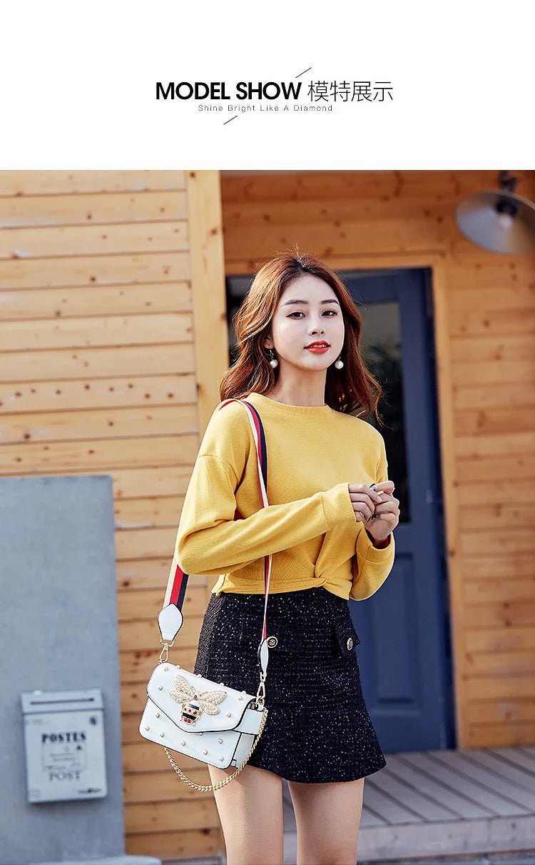 New Fashion Women's Bag Trend | Brand Pearl Bee Shoulder Bag & High Quality Temperament Ladies Crossbody Bag (Designer Luxury Handbag) - Ever Trendy Essentials