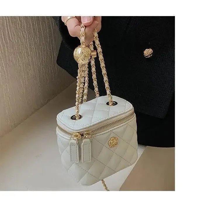 New Mini Shoulder Bag | Camellia Lingge Chain Box Small Bag for Women (Shoulder Bag & Crossbody Bag) - Ever Trendy Essentials