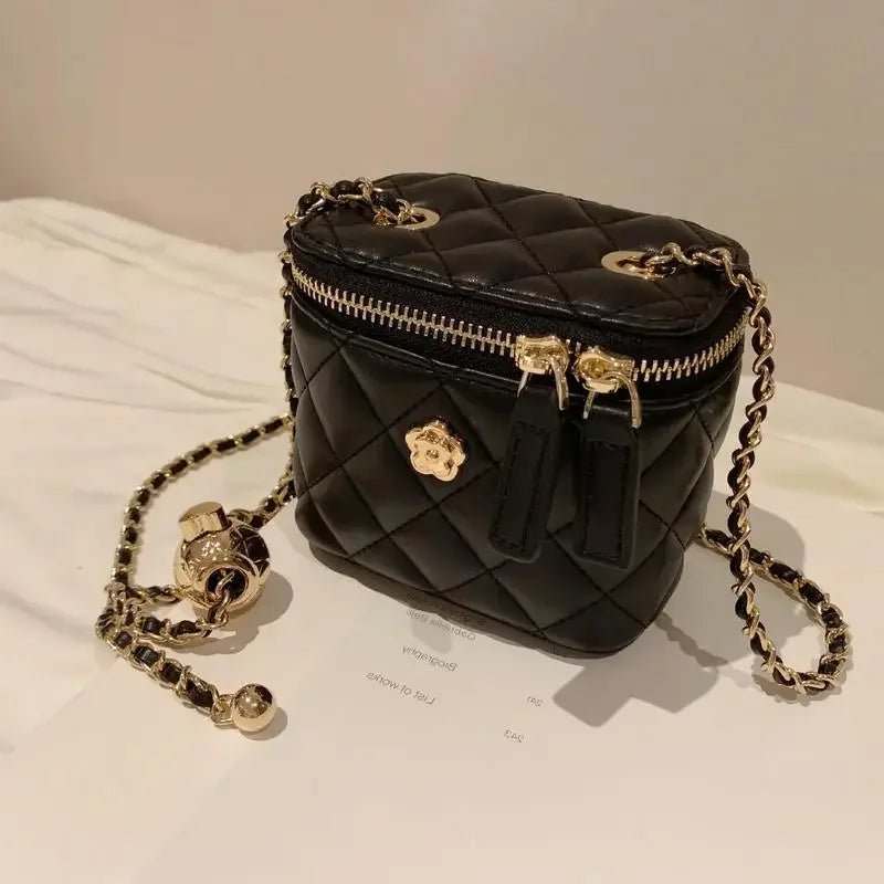 New Mini Shoulder Bag | Camellia Lingge Chain Box Small Bag for Women (Shoulder Bag & Crossbody Bag) - Ever Trendy Essentials