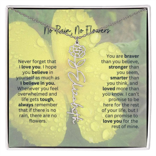 No Rain - No Flowers | Birth Necklace | Name Necklace | Beautiful Jewelry for Women: Mom, Wife, Sister, Granddaughter, and Bonus Daughter - Ever Trendy Essentials