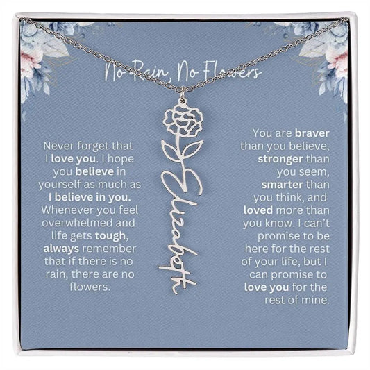 No Rain - No Flowers | Birth Necklace | Name Necklace | Custom Gift from Dad to Daughter and Bonus Daughter - Ever Trendy Essentials