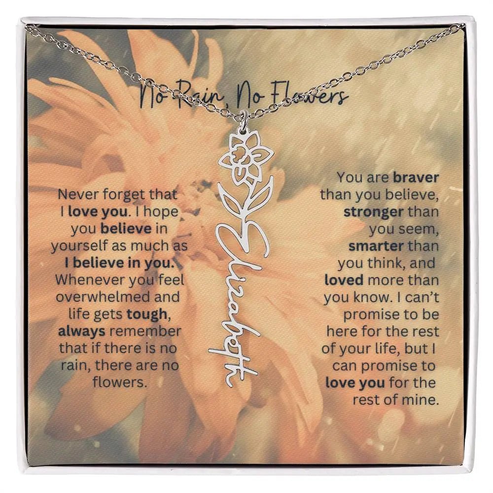 No Rain - No Flowers | Birth Necklace | Name Necklace | Elegant Jewelry for Wife, Daughter - Ever Trendy Essentials