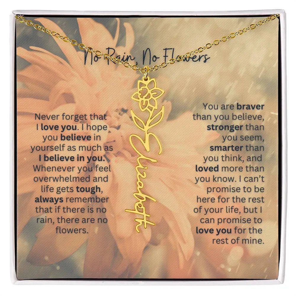 No Rain - No Flowers | Birth Necklace | Name Necklace | Elegant Jewelry for Wife, Daughter - Ever Trendy Essentials