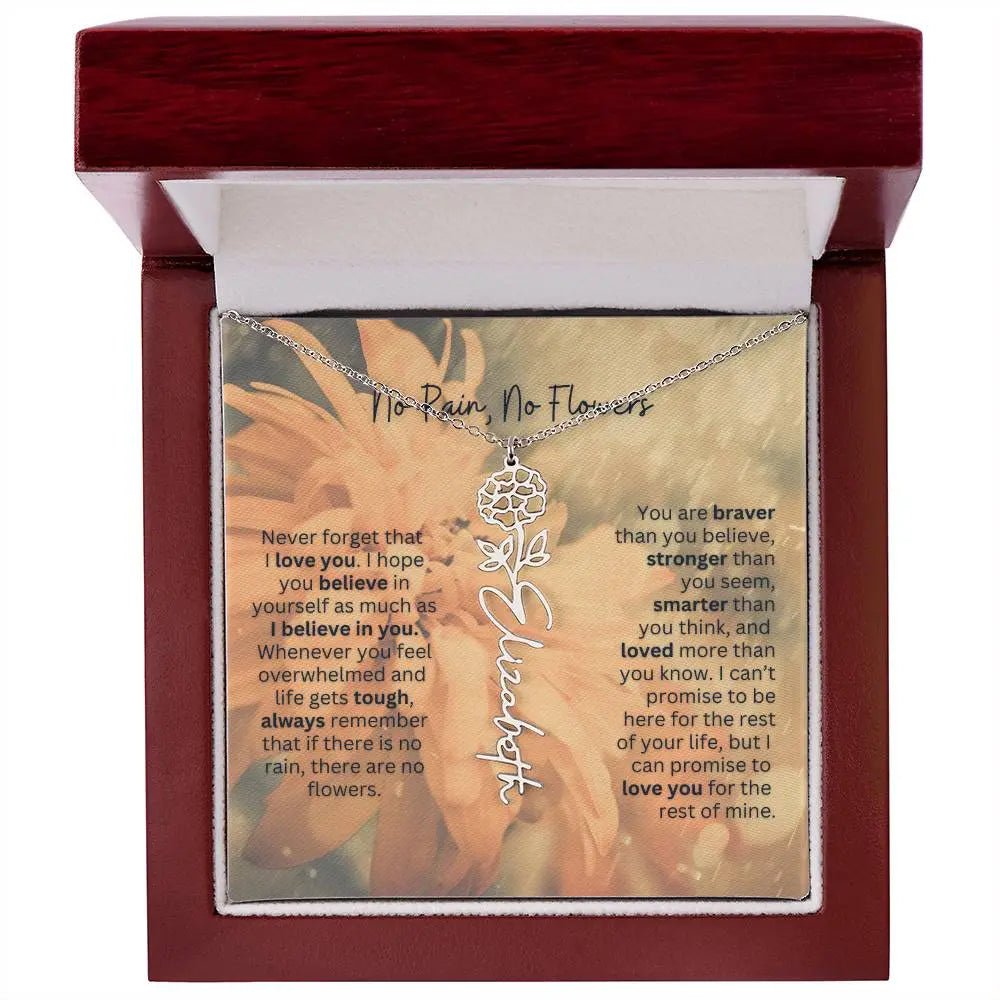 No Rain - No Flowers | Birth Necklace | Name Necklace | Elegant Jewelry for Wife, Daughter - Ever Trendy Essentials