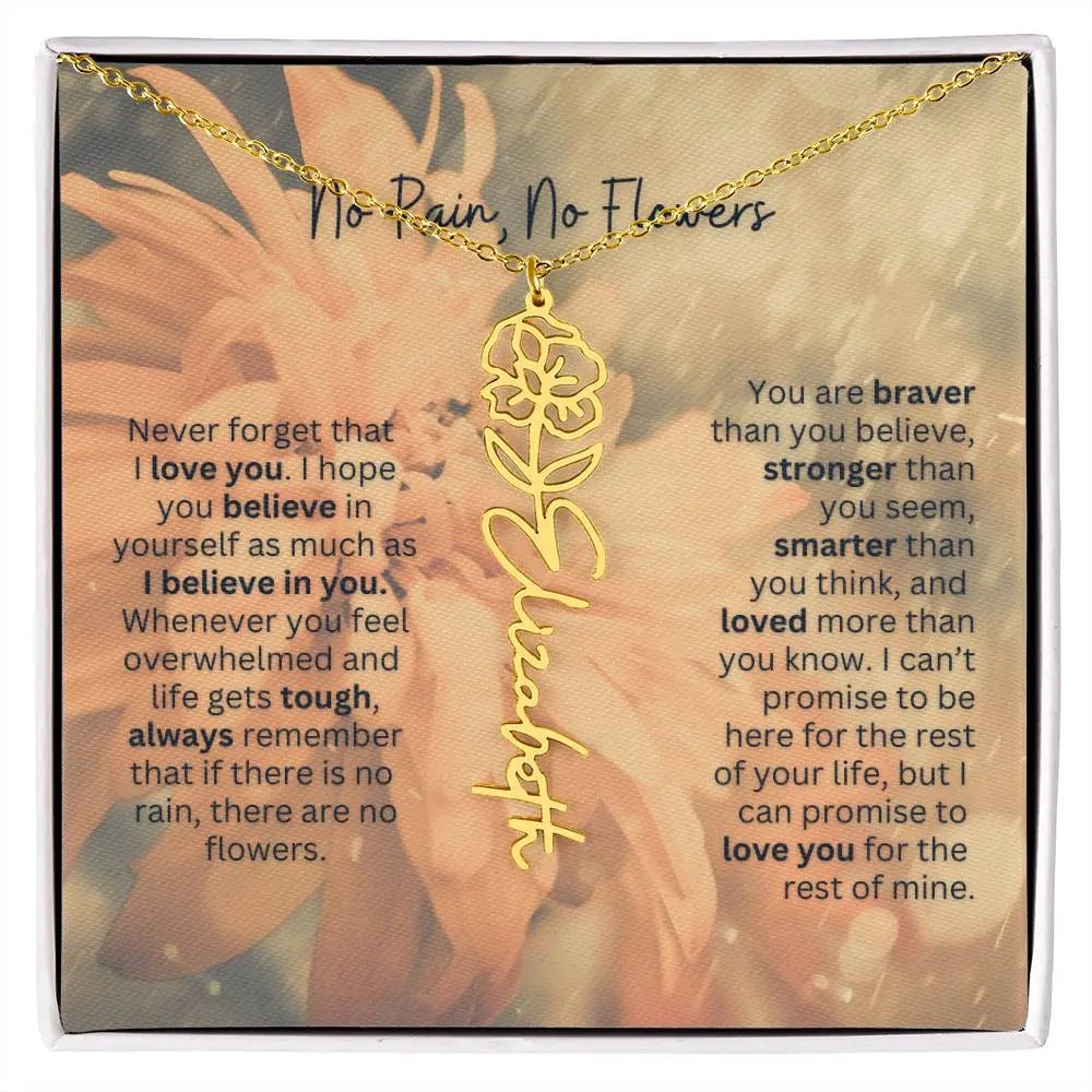 No Rain - No Flowers | Birth Necklace | Name Necklace | Elegant Jewelry for Wife, Daughter - Ever Trendy Essentials