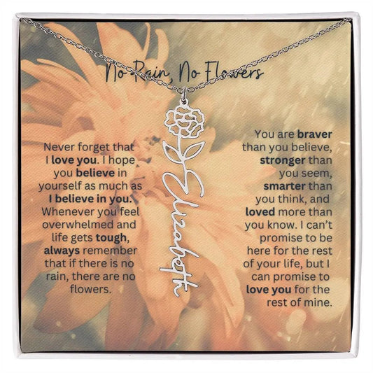 No Rain - No Flowers | Birth Necklace | Name Necklace | Elegant Jewelry for Wife, Daughter - Ever Trendy Essentials