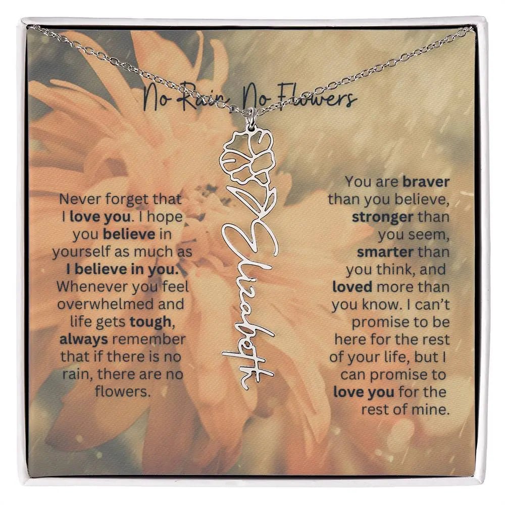 No Rain - No Flowers | Birth Necklace | Name Necklace | Elegant Jewelry for Wife, Daughter - Ever Trendy Essentials