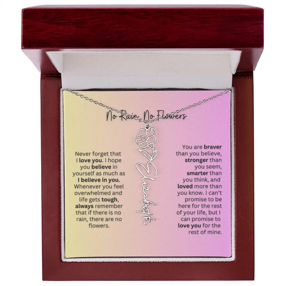 No Rain - No Flowers | Birth Necklace | Name Necklace | Elegant Jewelry Gift for Mom and Bonus Daughter - Ever Trendy Essentials