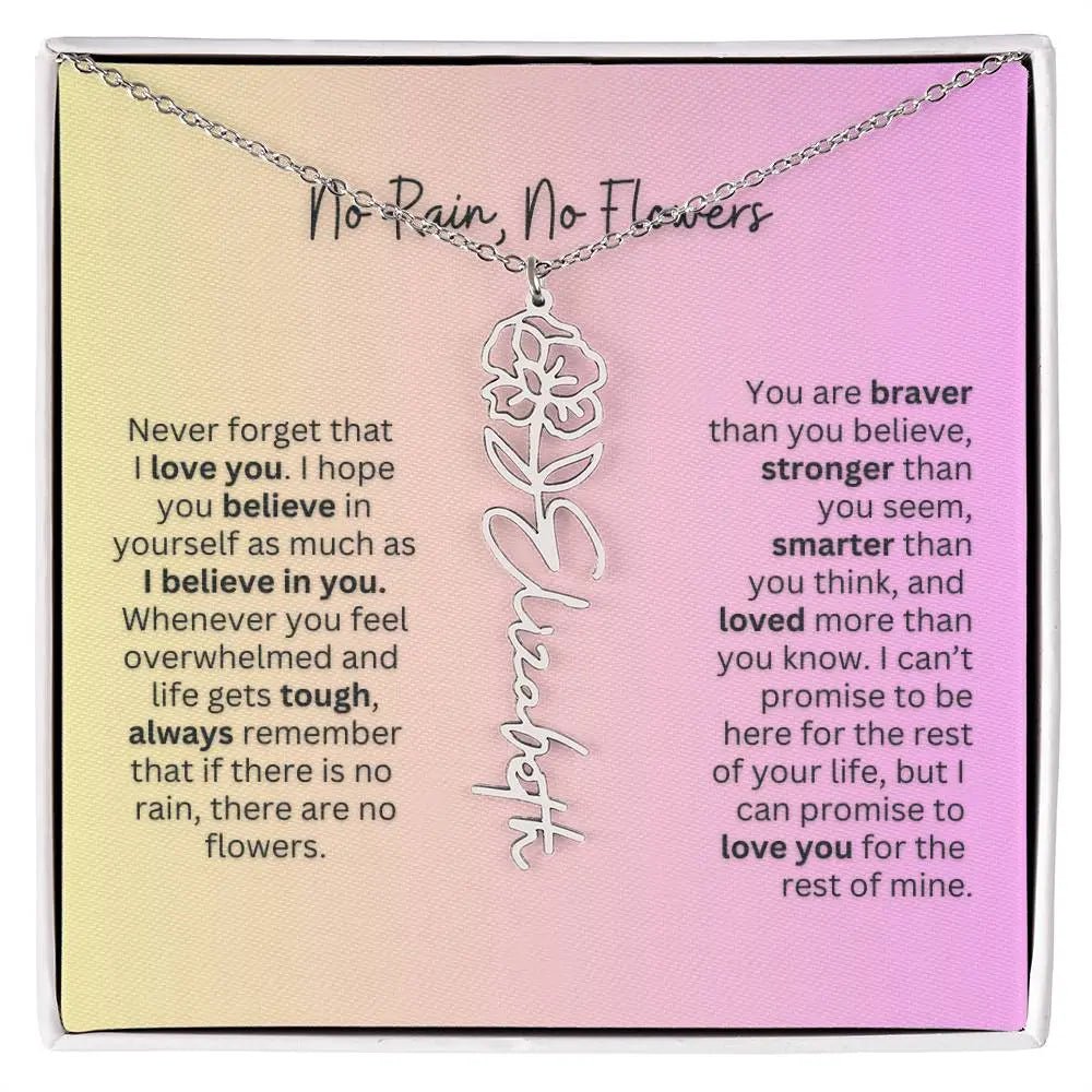 No Rain - No Flowers | Birth Necklace | Name Necklace | Elegant Jewelry Gift for Mom and Bonus Daughter - Ever Trendy Essentials