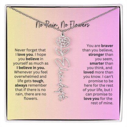 No Rain - No Flowers | Birth Necklace | Name Necklace | Elegant Jewelry Gift for Mom and Bonus Daughter - Ever Trendy Essentials