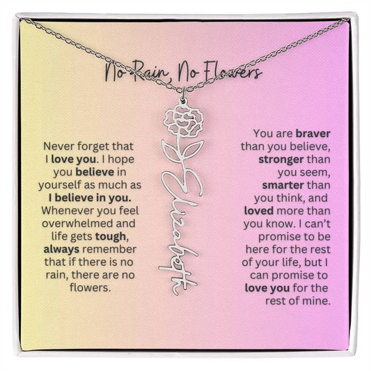 No Rain - No Flowers | Birth Necklace | Name Necklace | Elegant Jewelry Gift for Mom and Bonus Daughter - Ever Trendy Essentials