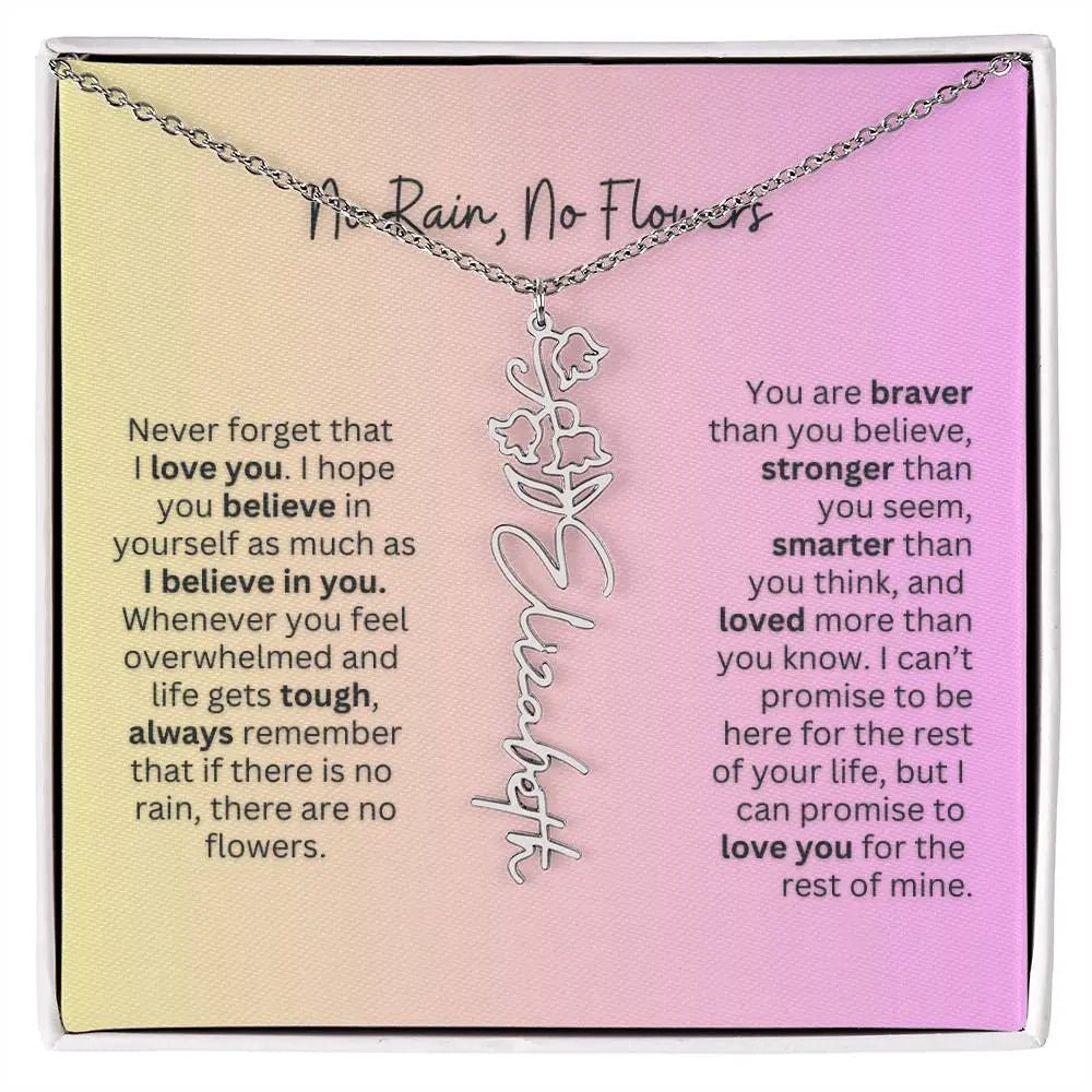 No Rain - No Flowers | Birth Necklace | Name Necklace | Elegant Jewelry Gift for Mom and Bonus Daughter - Ever Trendy Essentials