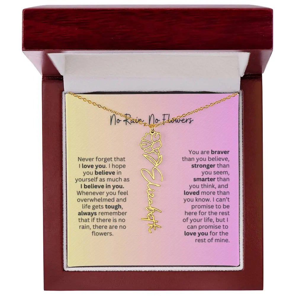 No Rain - No Flowers | Birth Necklace | Name Necklace | Elegant Jewelry Gift for Mom and Bonus Daughter - Ever Trendy Essentials