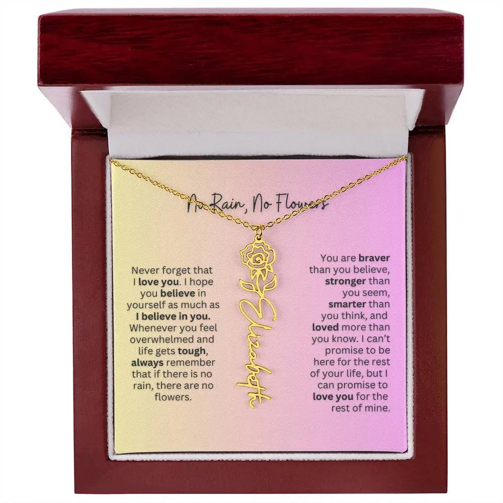 No Rain - No Flowers | Birth Necklace | Name Necklace | Elegant Jewelry Gift for Mom and Bonus Daughter - Ever Trendy Essentials
