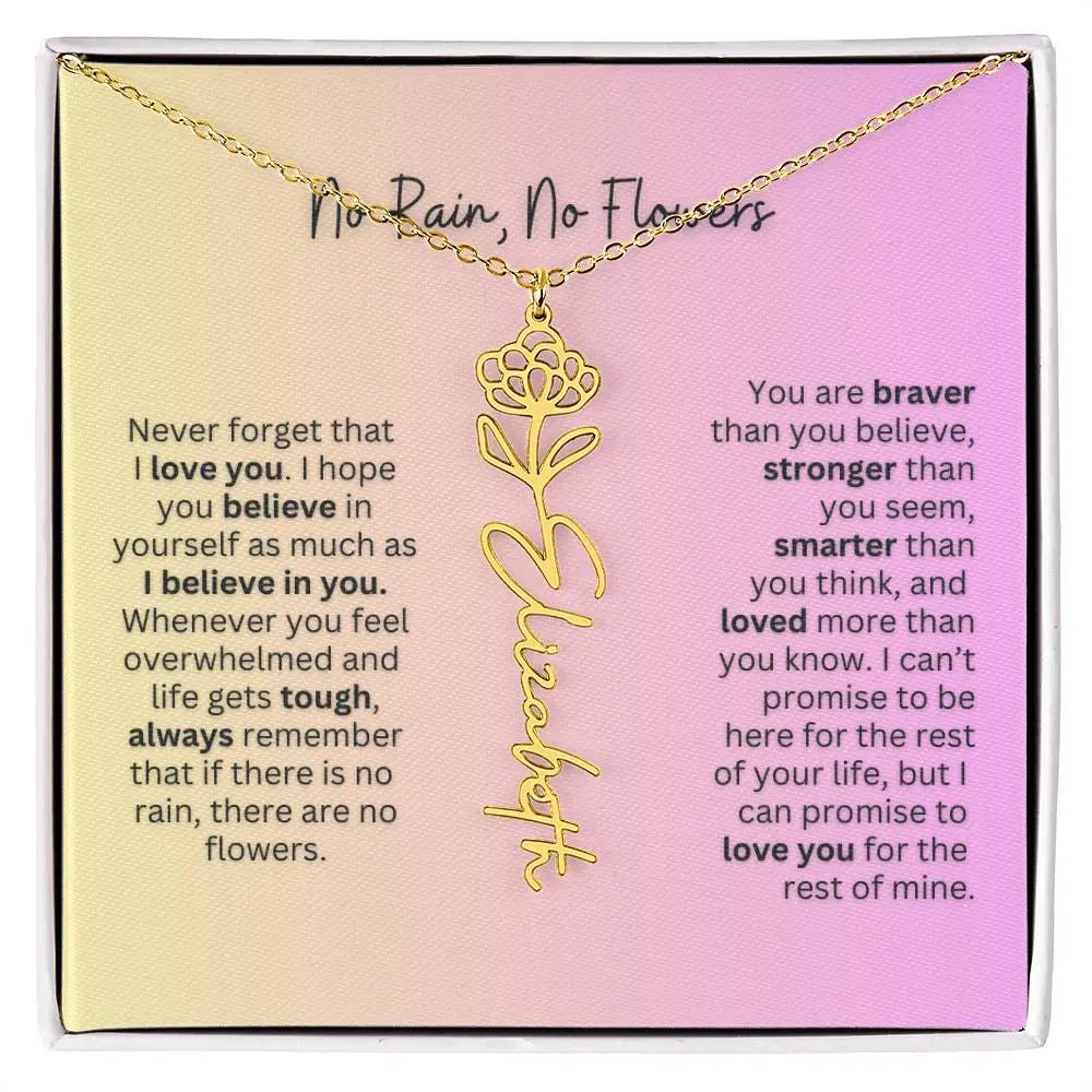 No Rain - No Flowers | Birth Necklace | Name Necklace | Elegant Jewelry Gift for Mom and Bonus Daughter - Ever Trendy Essentials