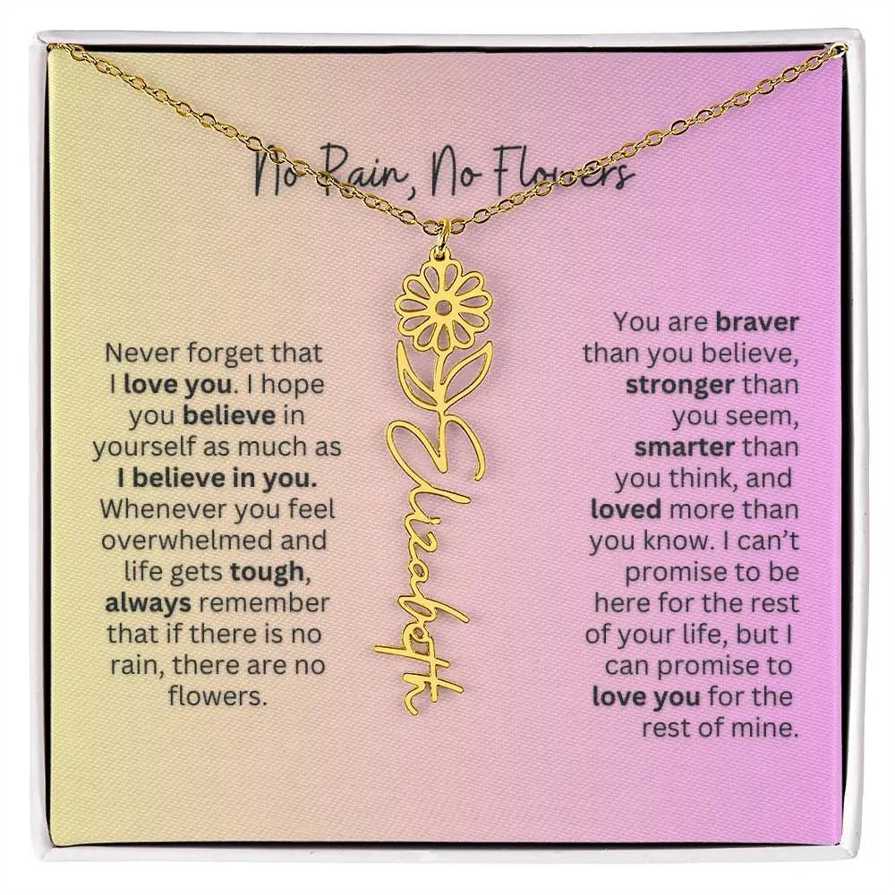 No Rain - No Flowers | Birth Necklace | Name Necklace | Elegant Jewelry Gift for Mom and Bonus Daughter - Ever Trendy Essentials