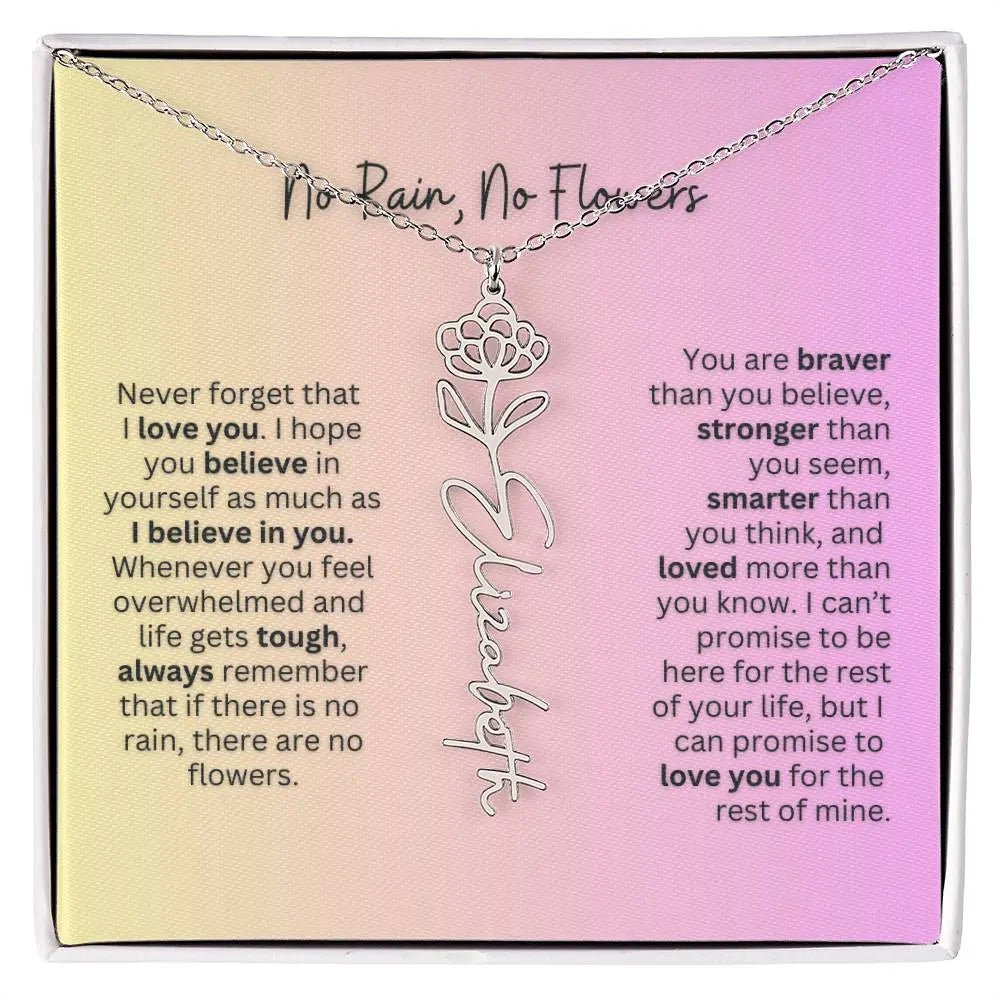 No Rain - No Flowers | Birth Necklace | Name Necklace | Elegant Jewelry Gift for Mom and Bonus Daughter - Ever Trendy Essentials