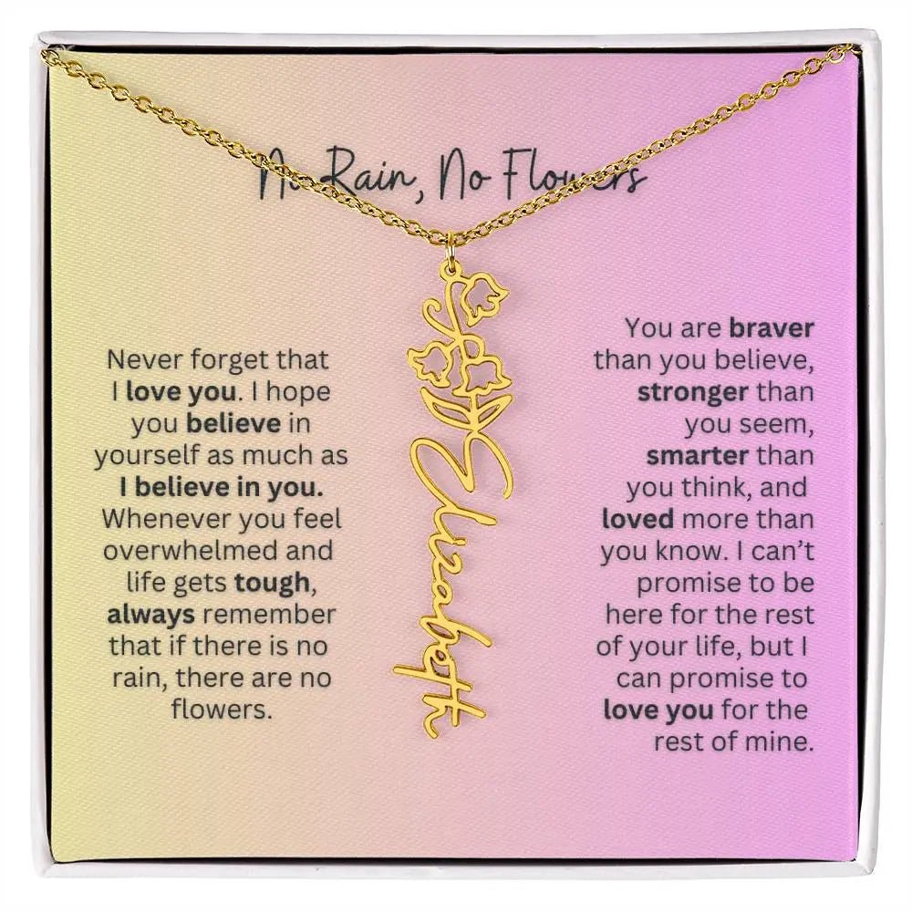 No Rain - No Flowers | Birth Necklace | Name Necklace | Elegant Jewelry Gift for Mom and Bonus Daughter - Ever Trendy Essentials