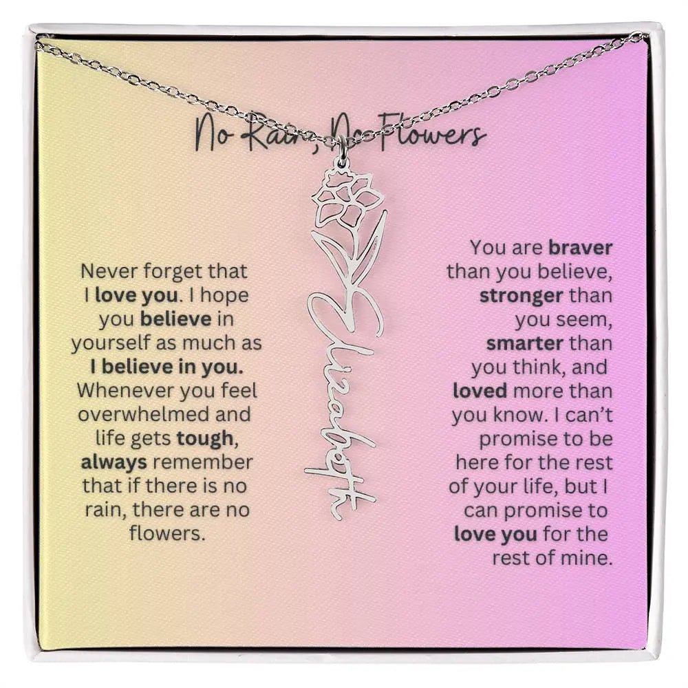 No Rain - No Flowers | Birth Necklace | Name Necklace | Elegant Jewelry Gift for Mom and Bonus Daughter - Ever Trendy Essentials